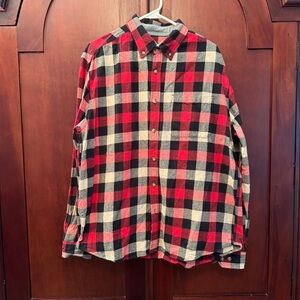 Eddie Bauer Red and Black Flannel Checkered Shirt Size XL
